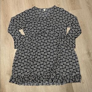 Cato Plus Size V-Neck Patterned Ruffled Hem Wrap Dress Top